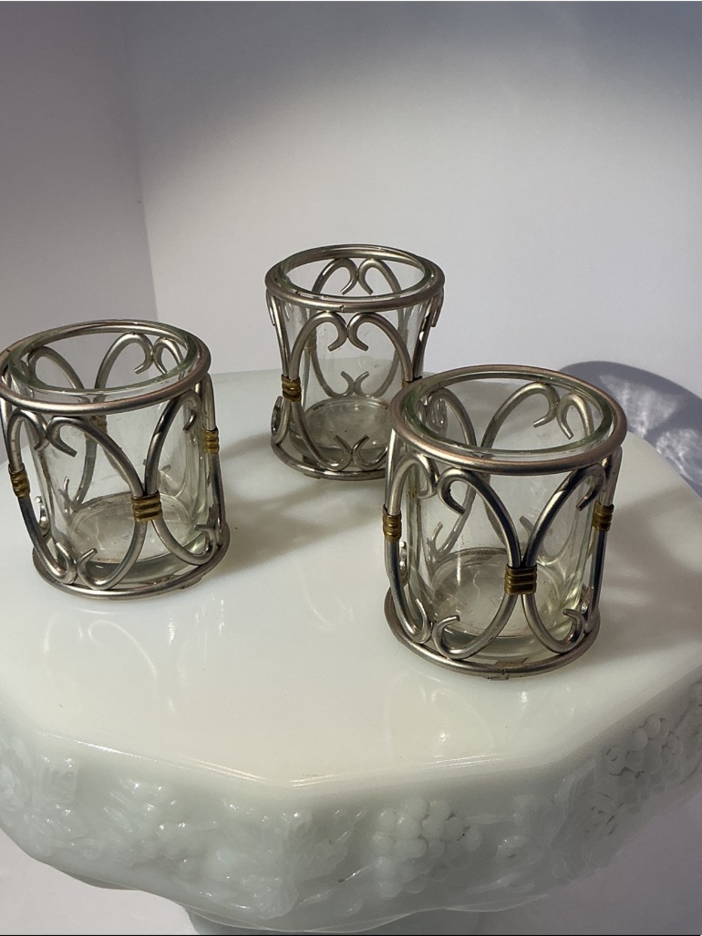 Southern Living At Home Silver and Gold Scrollwork Votive Holders - Set of 3